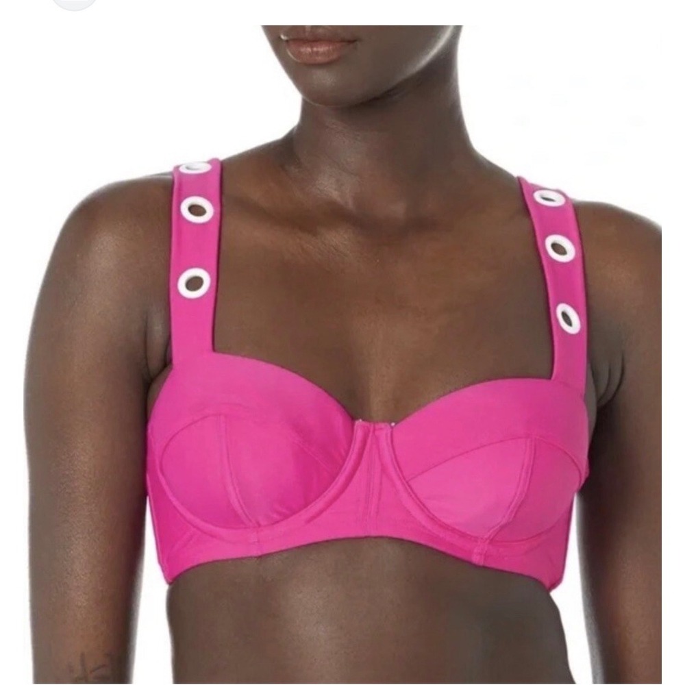 DKNY‎ Womens Orchid Pink Grommet Balconette Bikini Top Underwire Size Medium NWT